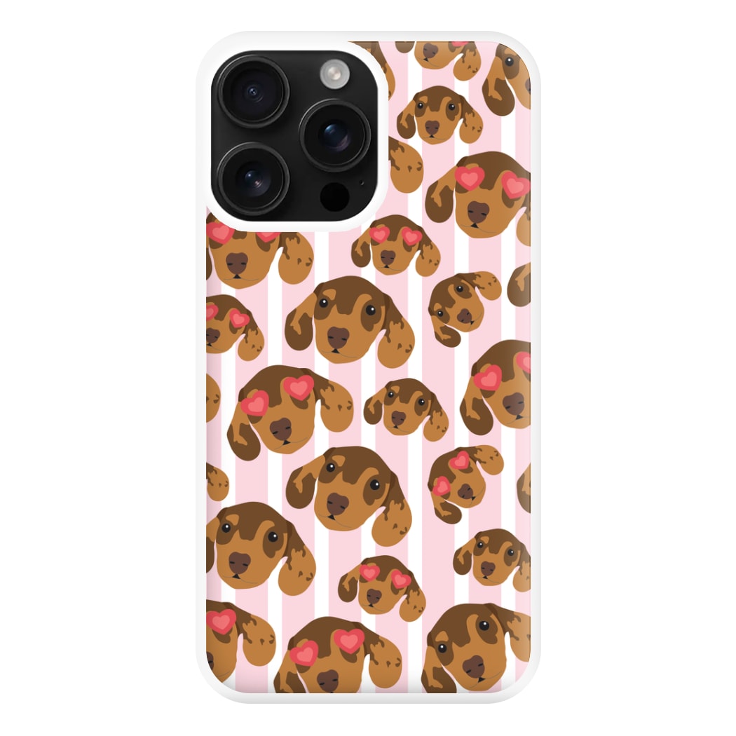 Stripes And Dachshunds Pattern Phone Case for iPhone 16 Pro Max