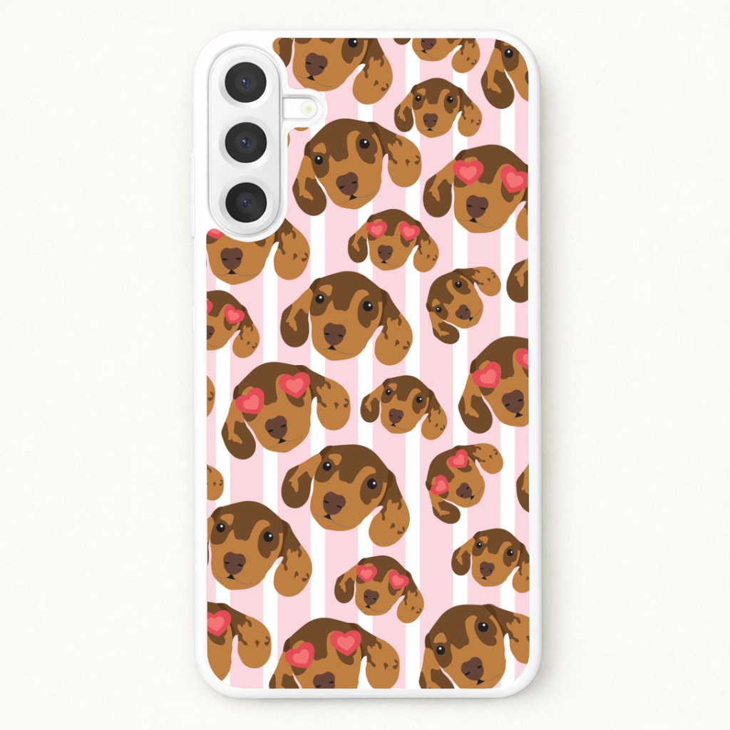 Stripes And Dachshunds Pattern Phone Case for Galaxy A17