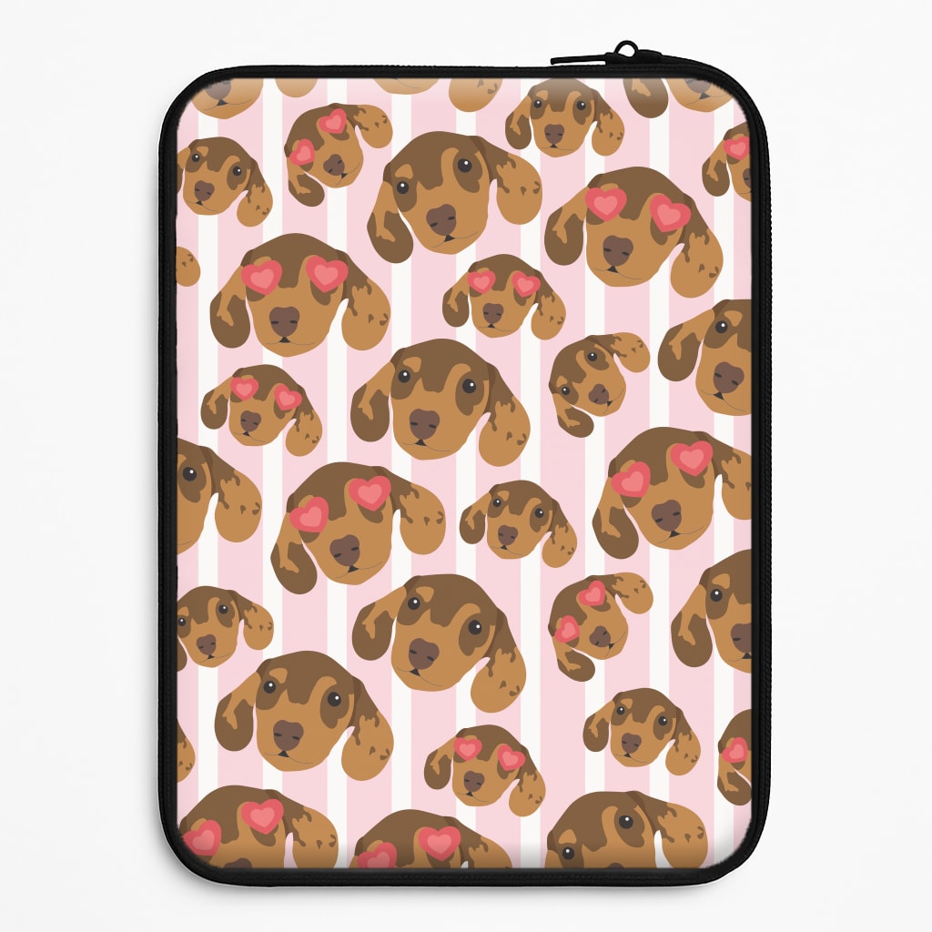 Stripes And Dachshunds Pattern Laptop Sleeve