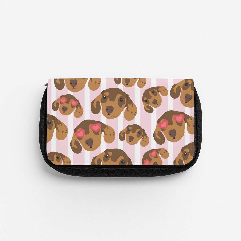 Stripes And Dachshunds Pattern Pencil Case