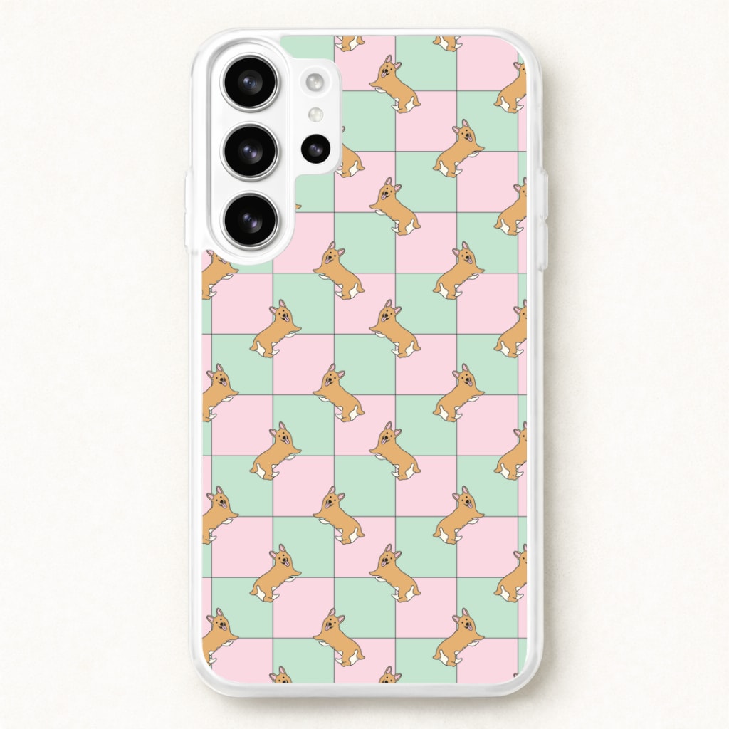 Checkered Corgis Pattern Phone Case for Galaxy S26 Ultra