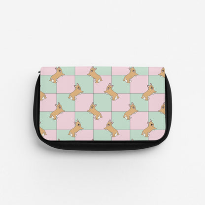 Checkered Corgis Pattern Pencil Case