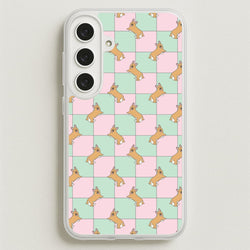 Checkered Corgis Pattern Phone Case for Galaxy S25FE