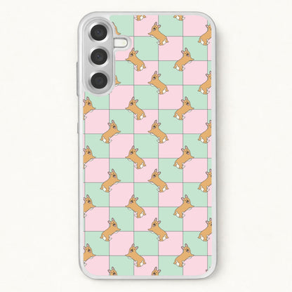 Checkered Corgis Pattern Phone Case for Galaxy A57