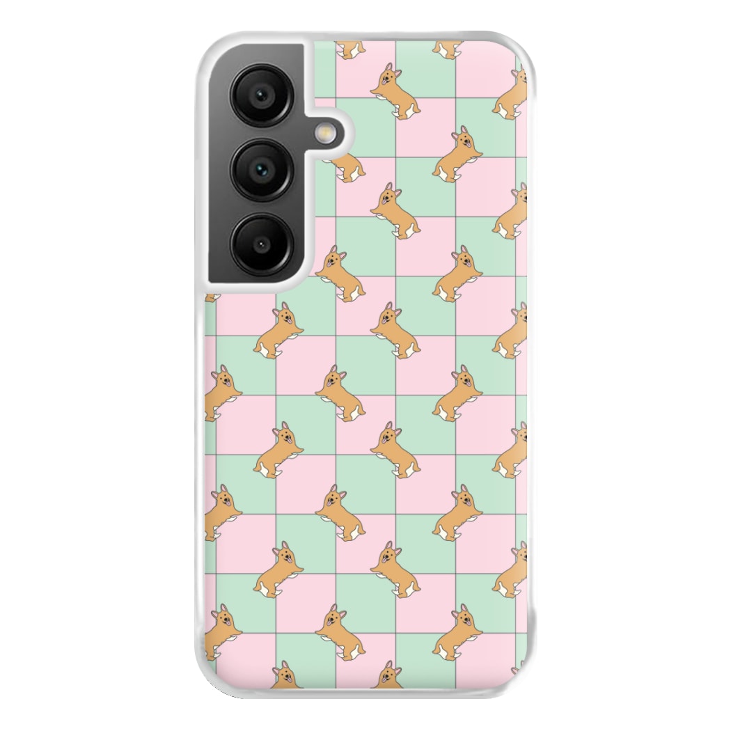 Checkered Corgis Pattern Phone Case for Galaxy A56