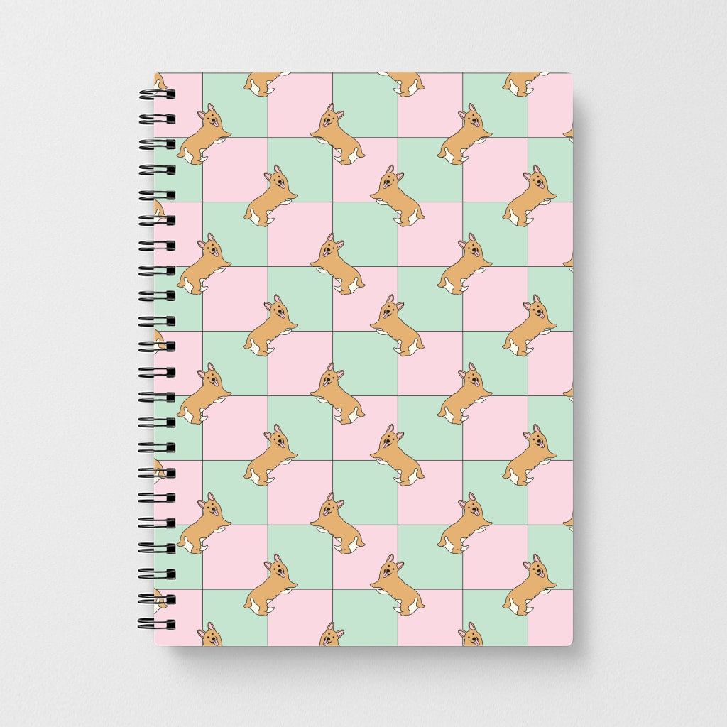 Checkered Corgis Pattern Notebook