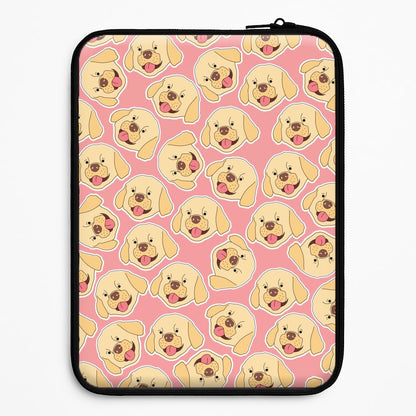 Pink Golden Retriever Sticker Pattern Laptop Sleeve