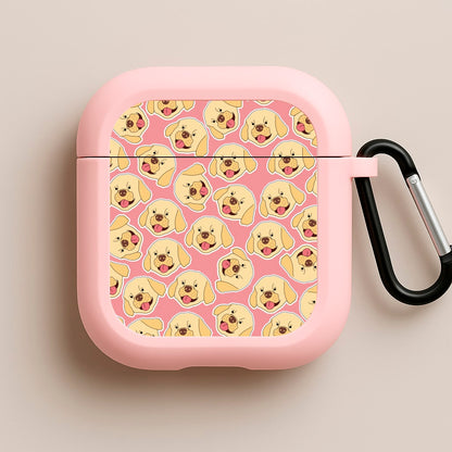 Pink Golden Retriever Sticker Pattern Pink AirPods Case