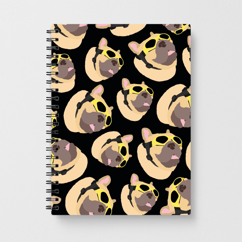 Frenchie With Goggles Pattern Notebook