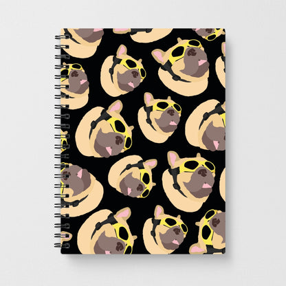 Frenchie With Goggles Pattern Notebook