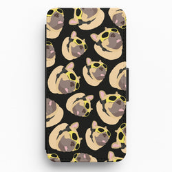 Frenchie With Goggles Pattern Flip / Wallet Phone Case
