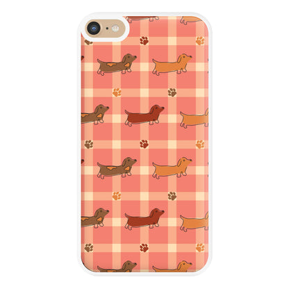Tartan Dachshunds And Paws Pattern Phone Case for iPhone 6 Plus / 7 Plus / 8 Plus