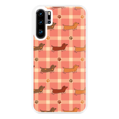 Tartan Dachshunds And Paws Pattern Phone Case for Huawei P30 Pro