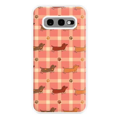 Tartan Dachshunds And Paws Pattern Phone Case for Galaxy S10e