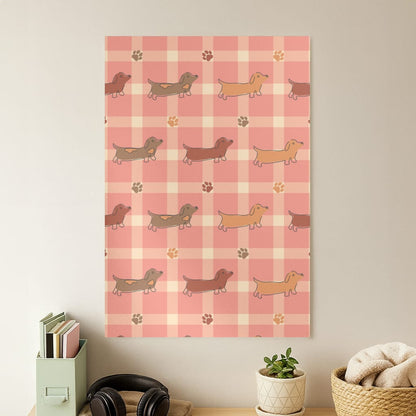 Tartan Dachshunds And Paws Pattern Poster