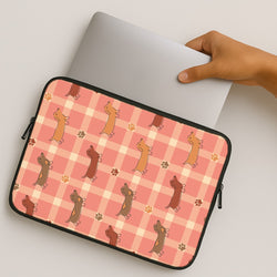 Tartan Dachshunds And Paws Pattern MacBook Case