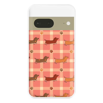 Tartan Dachshunds And Paws Pattern Phone Case for Google Pixel 7a