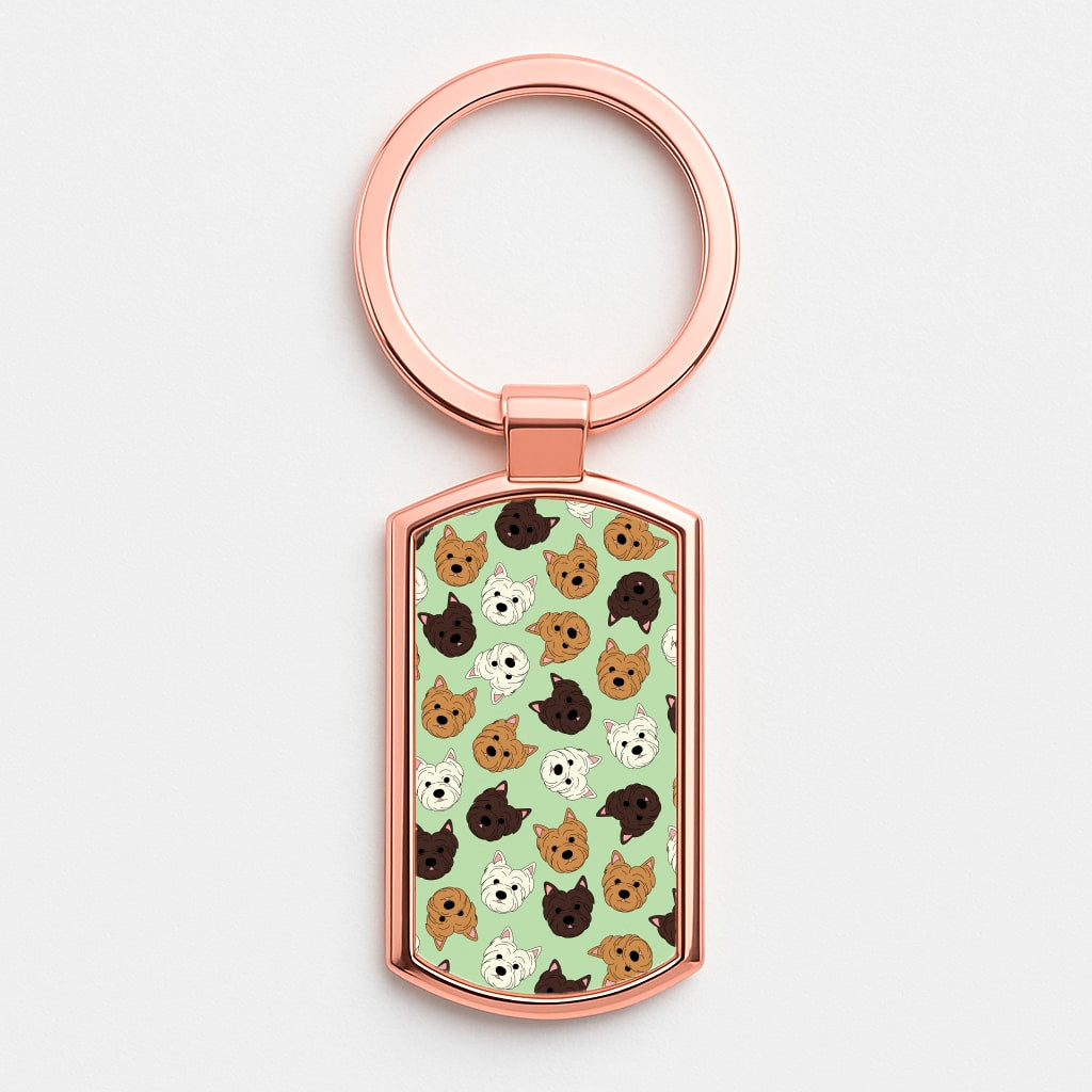 Border Terrier Pattern Luxury Keyring