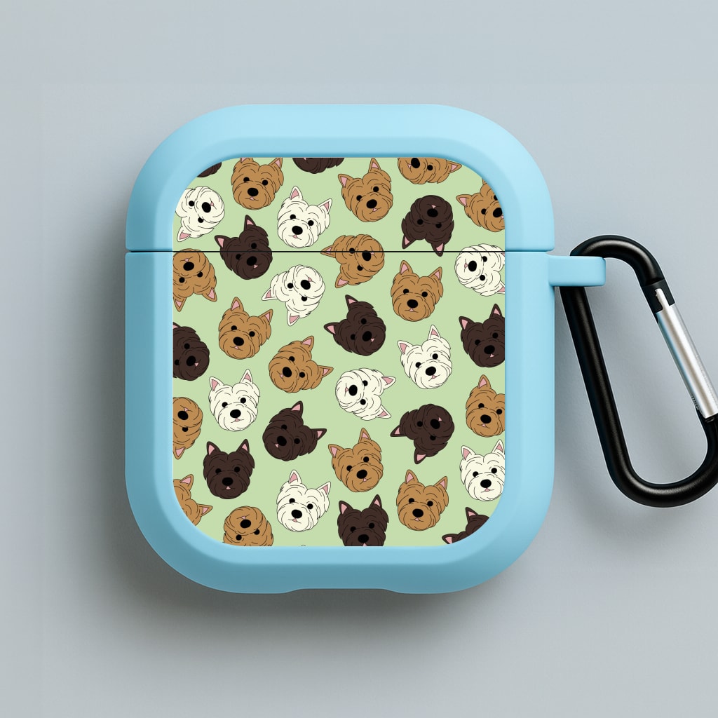 Border Terrier Pattern Blue AirPods Case