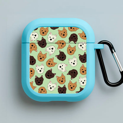 Border Terrier Pattern Blue AirPods Case