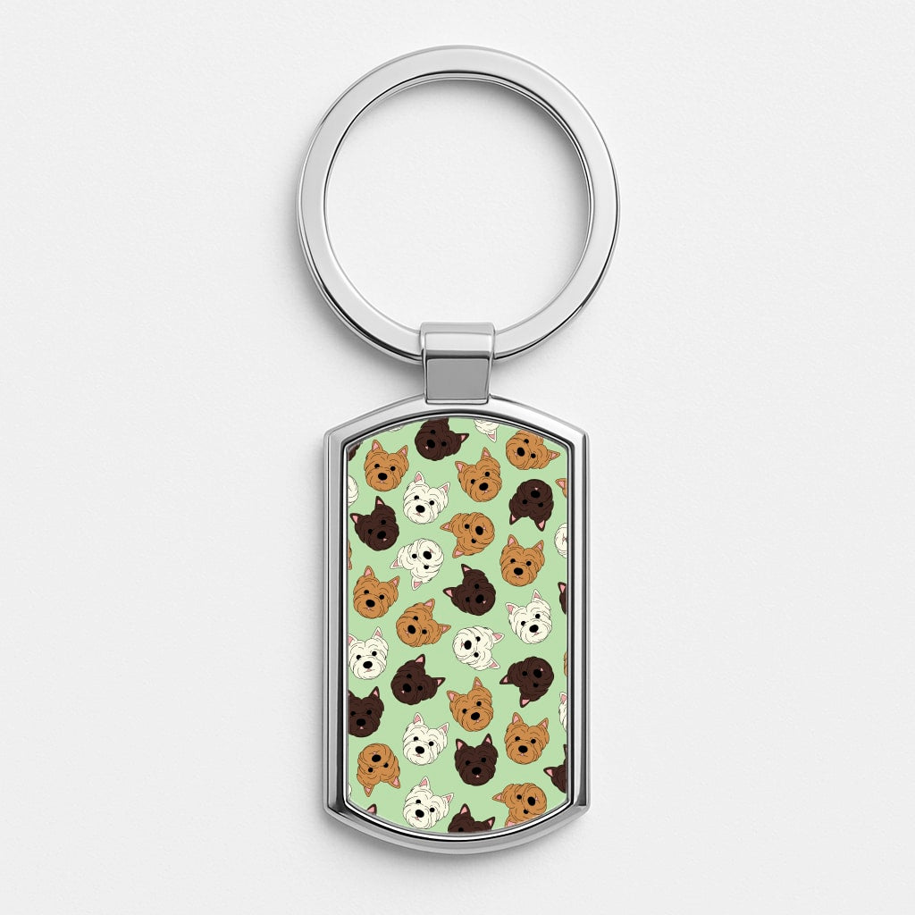 Border Terrier Pattern Luxury Keyring