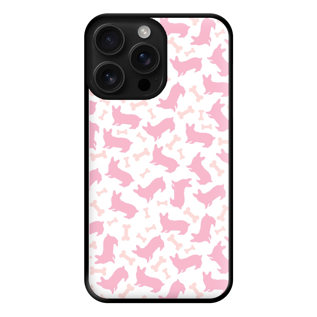 Pink Corgi Silhouette Pattern Phone Case for iPhone 16 Pro Max