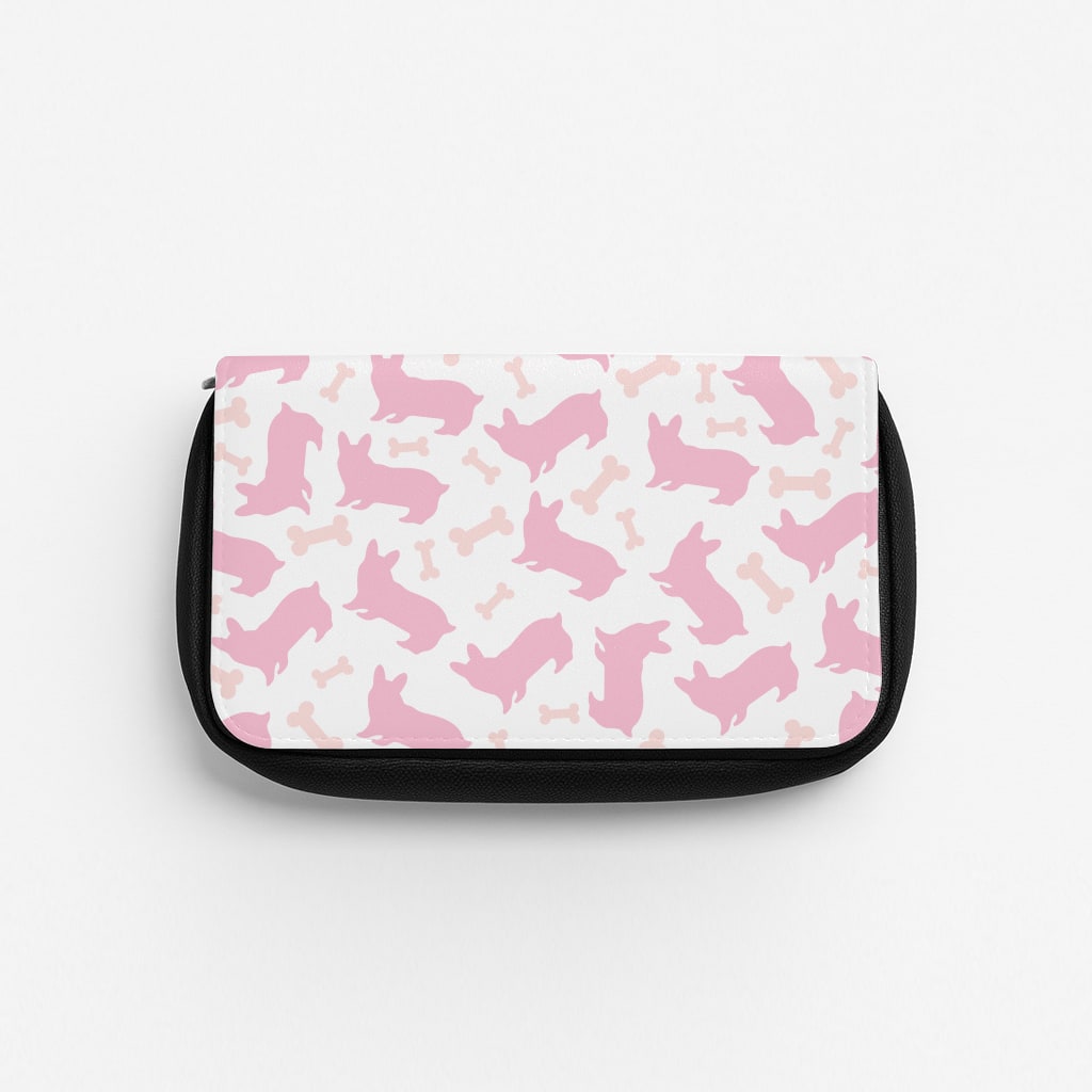 Pink Corgi Silhouette Pattern Pencil Case