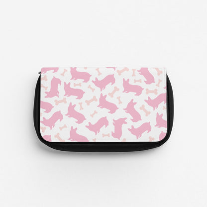 Pink Corgi Silhouette Pattern Pencil Case