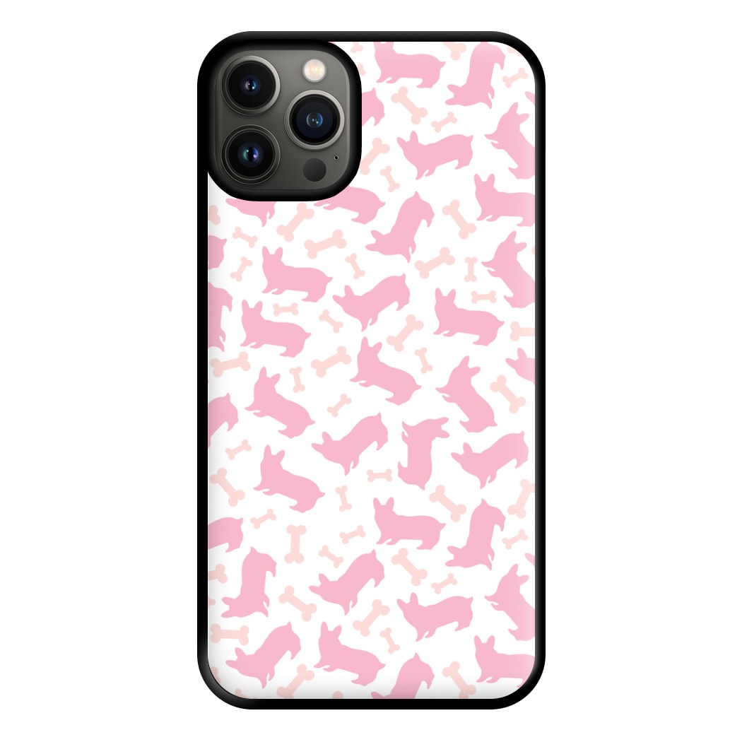 Pink Corgi Silhouette Pattern Phone Case for iPhone 13