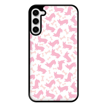 Pink Corgi Silhouette Pattern Phone Case for Galaxy S23 Plus