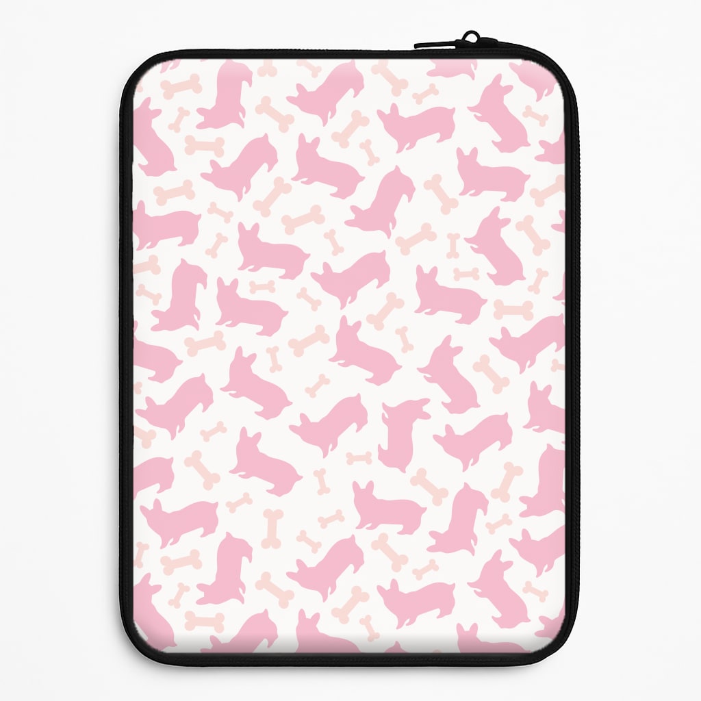 Pink Corgi Silhouette Pattern Laptop Sleeve