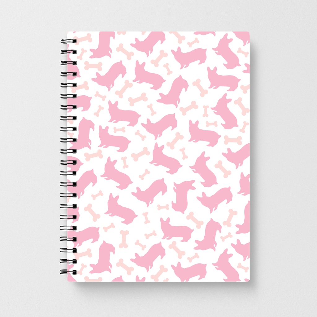 Pink Corgi Silhouette Pattern Notebook