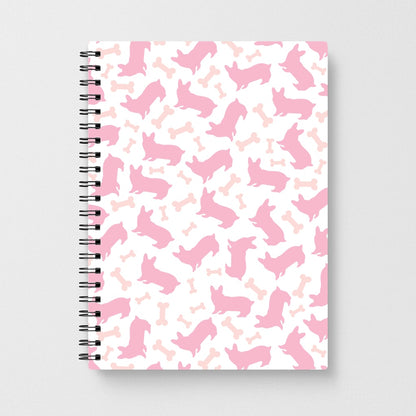Pink Corgi Silhouette Pattern Notebook