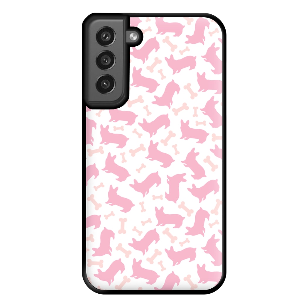 Pink Corgi Silhouette Pattern Phone Case for Galaxy S21FE