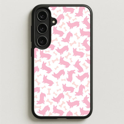 Pink Corgi Silhouette Pattern Phone Case for Galaxy S25FE