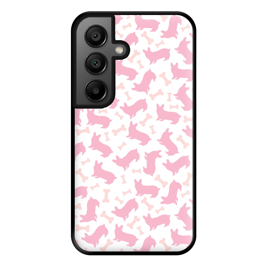Pink Corgi Silhouette Pattern Phone Case for Galaxy A56