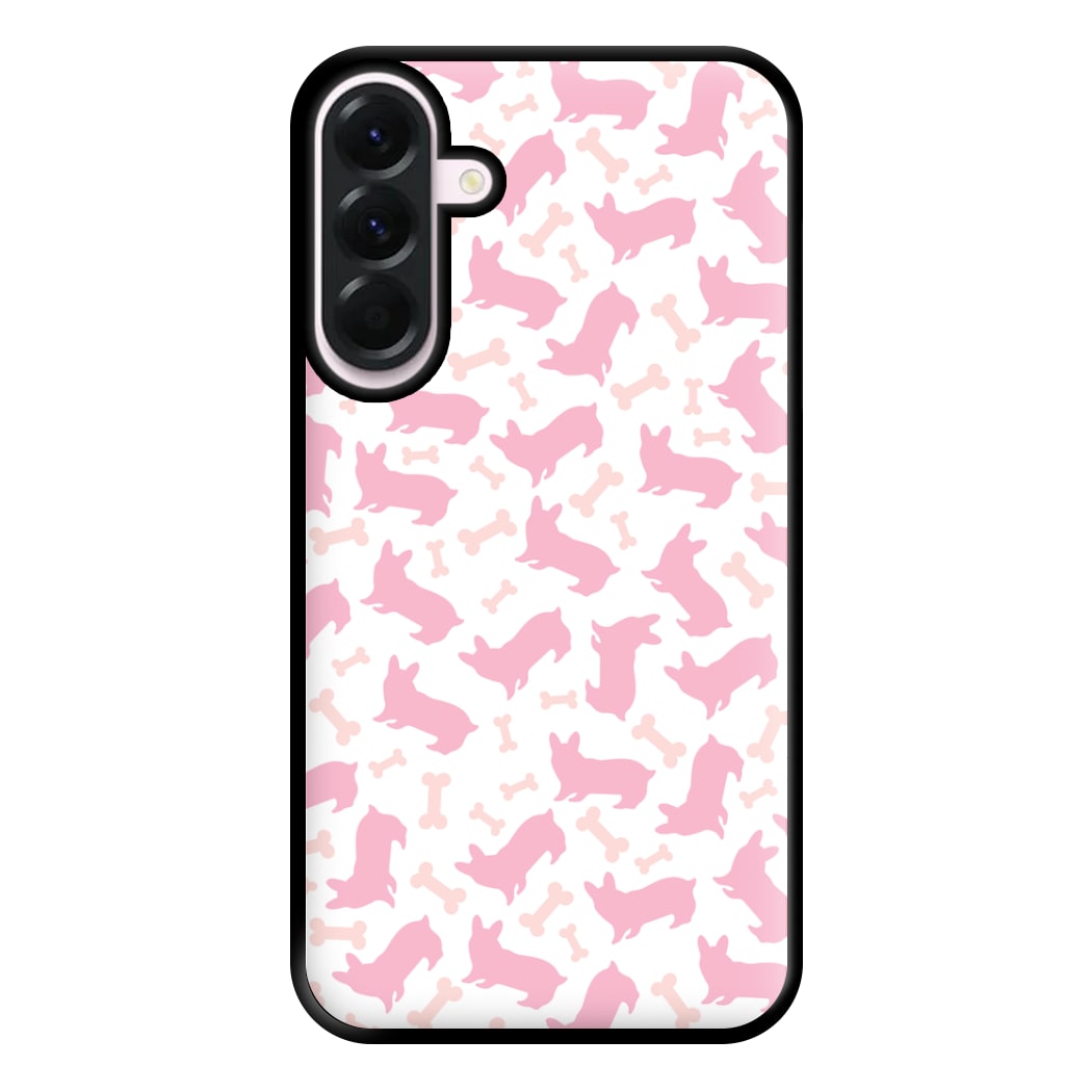 Pink Corgi Silhouette Pattern Phone Case for Galaxy A36