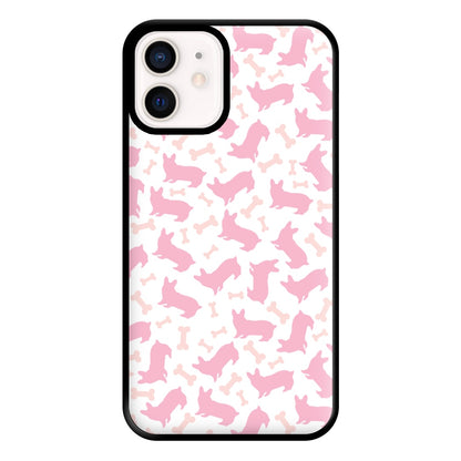 Pink Corgi Silhouette Pattern Phone Case for iPhone 13 Mini