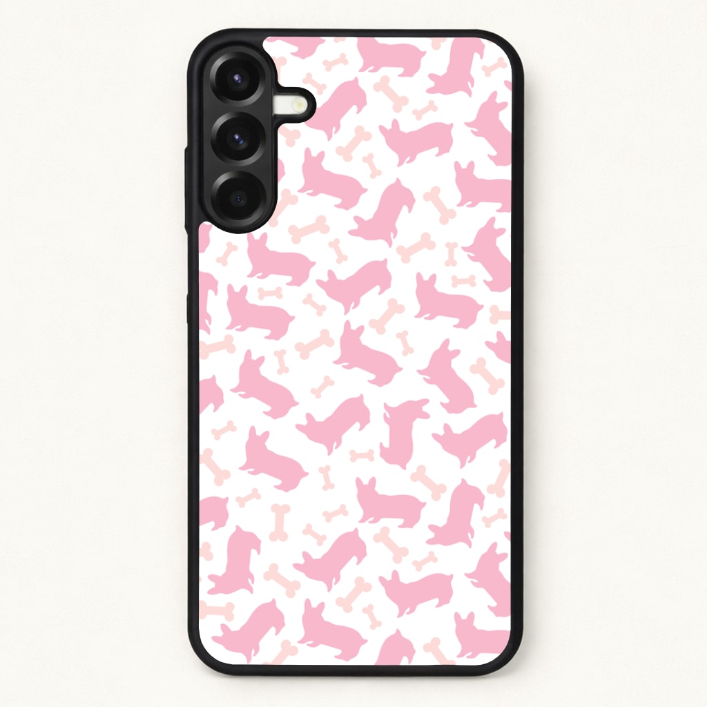 Pink Corgi Silhouette Pattern Phone Case for Galaxy A37
