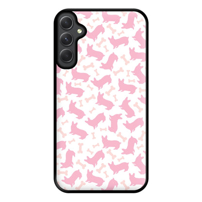 Pink Corgi Silhouette Pattern Phone Case for Galaxy A34