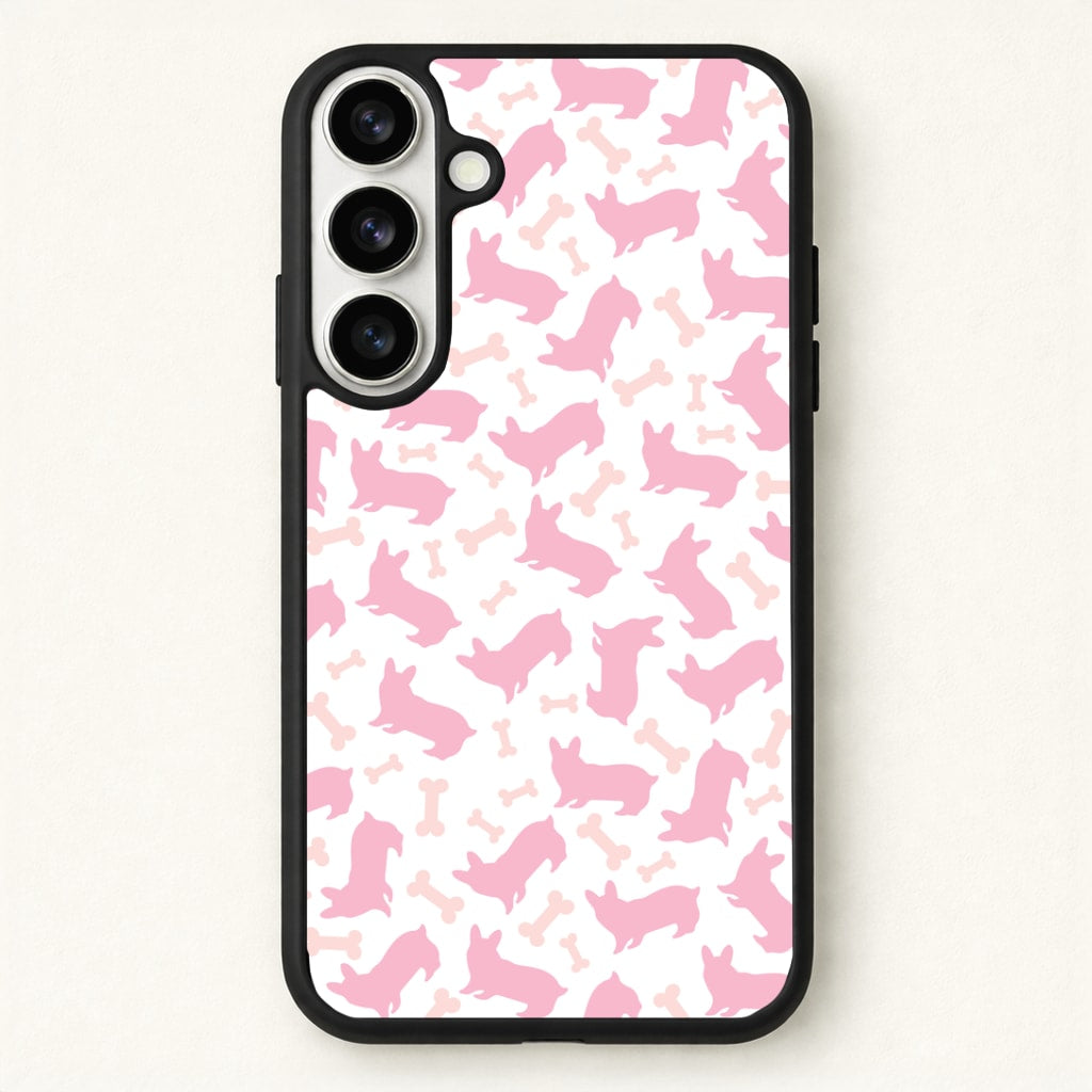 Pink Corgi Silhouette Pattern Phone Case for Galaxy S26
