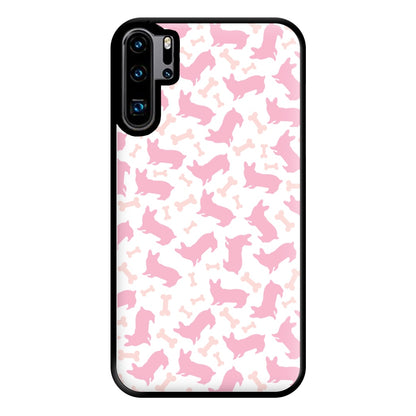 Pink Corgi Silhouette Pattern Phone Case for Huawei P30 Pro
