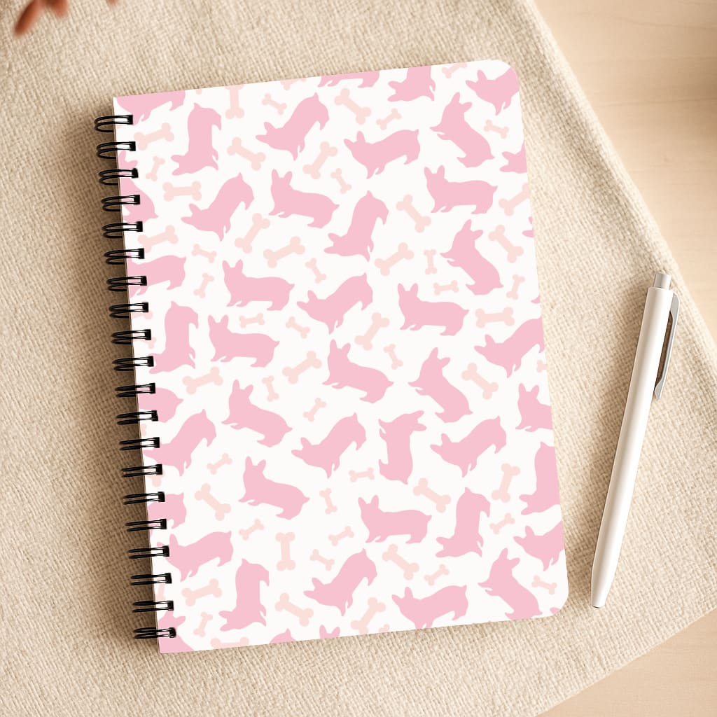 Pink Corgi Silhouette Pattern Notepad