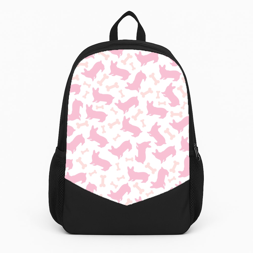 Pink Corgi Silhouette Pattern Large Backpack