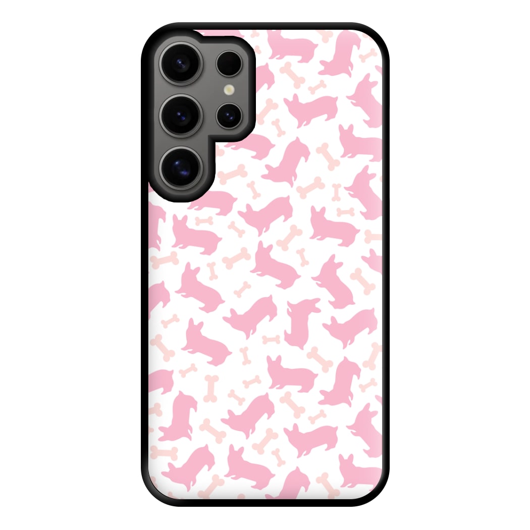 Pink Corgi Silhouette Pattern Phone Case for Galaxy S24 Ultra