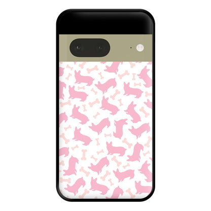 Pink Corgi Silhouette Pattern Phone Case for Google Pixel 7a