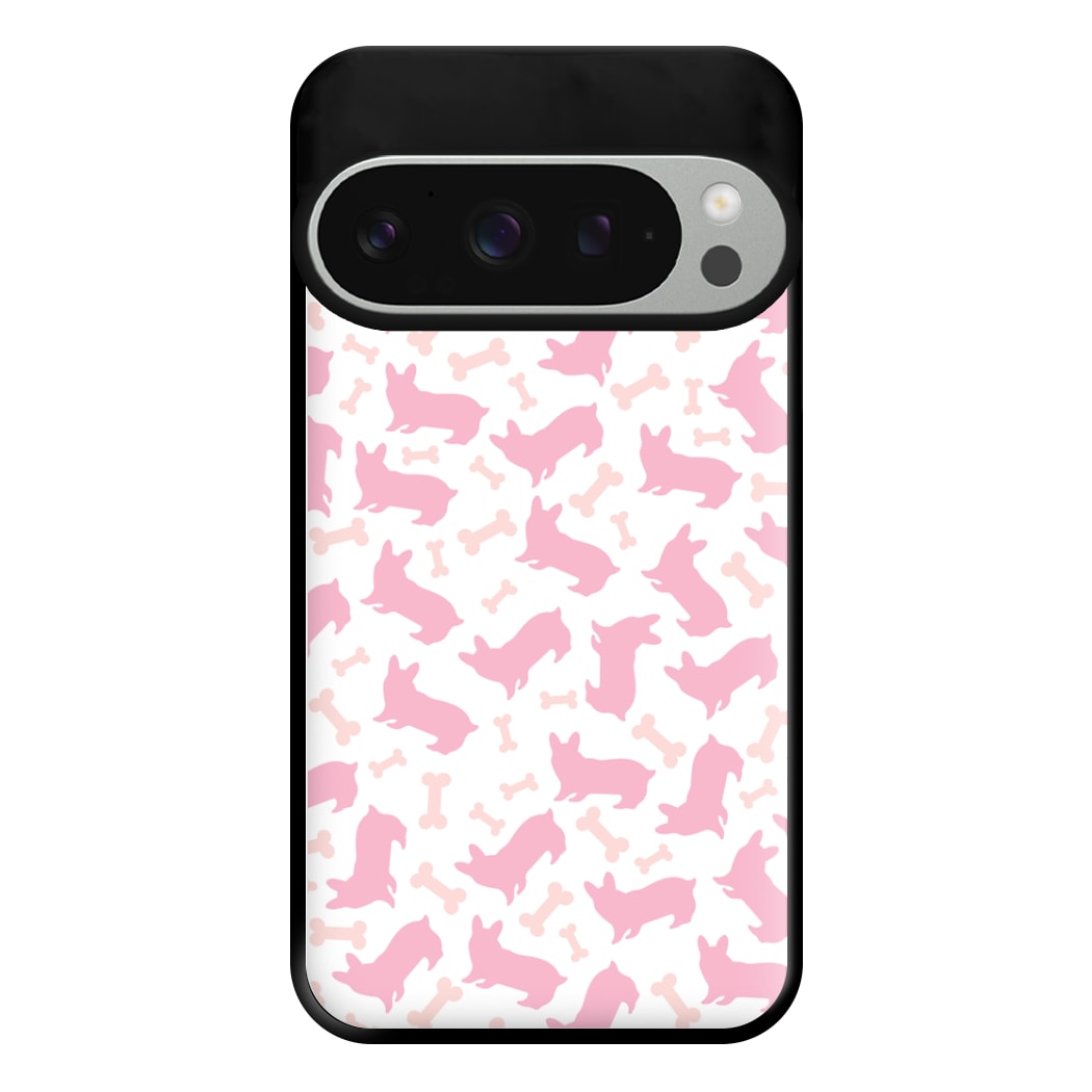 Pink Corgi Silhouette Pattern Phone Case for Google Pixel 9 Pro XL