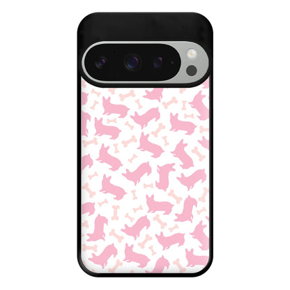 Pink Corgi Silhouette Pattern Phone Case for Google Pixel 9 Pro XL