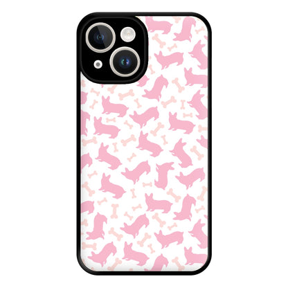Pink Corgi Silhouette Pattern Phone Case for iPhone 14