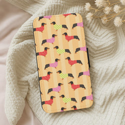 Dachshunds In Sweaters Pattern Wallet Phone Case
